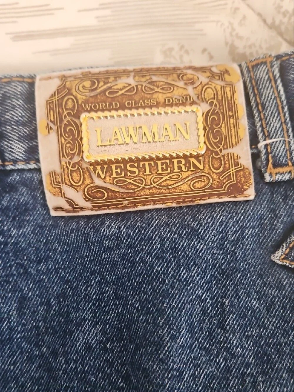 Vintage Lawman Western Dark Blue Women's Jeans With Side Button Detail
